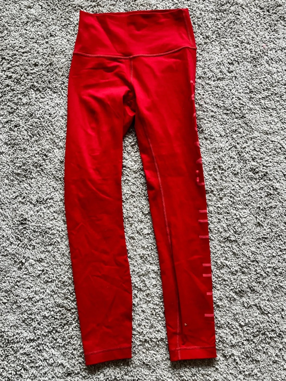 Lululemon Wunder Under Leggings Red Sz 4 High Rise Athletic Logo Leggings - Picture 2 of 5
